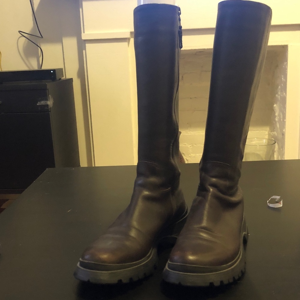 Prada Boots - calf height, dark brown leather